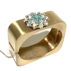 NWT Gold & Iridescent Rhinestone Bangle Bracelet